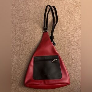 Bocci red leather back pack.